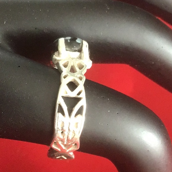 925 Ring with Snowflake Obsidian Cab - Picture 2 of 5